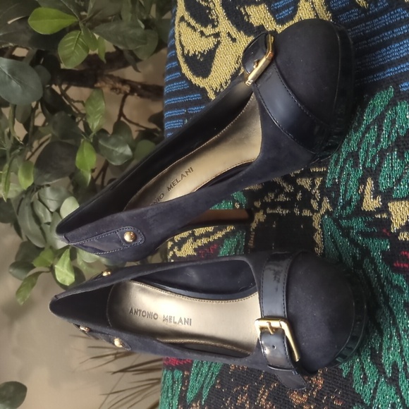 ❤️3/$20 Antonio Melani Navy Blue Women's Heels - Picture 5 of 8